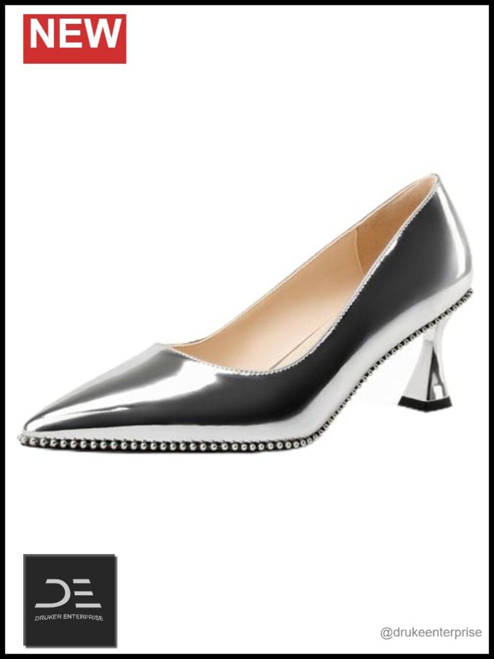 Kitten Heel Pointed Toe Pumps Slip-on Sliver Beaded Prom Wedding Dress Basic